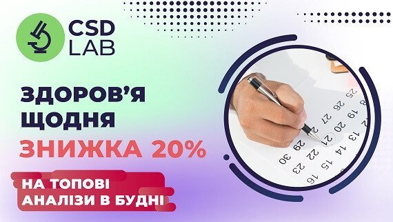 «Здоров’я щодня» знижка 20% на найпопулярніші аналізи в будні